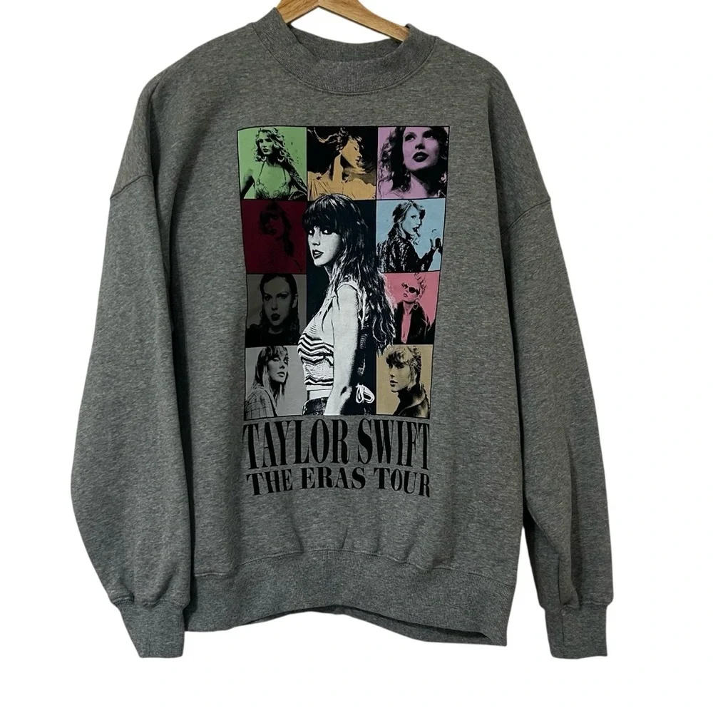 Taylor Swift The Eras Tour Heather Gray Crewneck Sweatshirt OVERSIZED Size Small - Picture 3 of 8